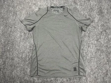 Nike Pro Shirt Mens L Gray Atheltic Fit Compression Short Sleeve Gym Sports