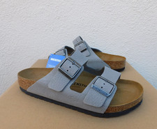 BIRKENSTOCK ARIZONA GREY NUBUCK LEATHER SANDALS, WOMEN 10/ MEN US 8 NEW