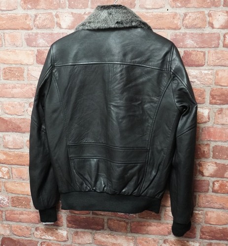 Schott Nyc Lc Cruse2 Mens Black Leather Lambskin Fur Jacket Coat Bomber Aviator - Picture 13 of 13
