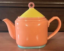 Vtg Lindt-Stymeist Colorways Small Teapot with Lid 6.5" Rectangular Color Block