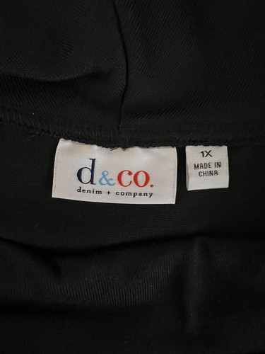 D&Co Denim & Co 1X Sweater Black Cowl Neck Long Tunic Lightweight Classic J6 - Picture 6 of 6