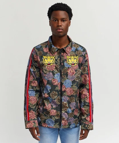 REASON CLOTHING BRAND Men’s FEARLESS TAPE TRIP NYLON ALLOVER PRINT JACKET Sz L - product listing photo