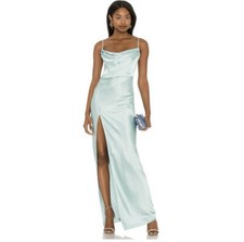 Nookie Dream Draped Gown Mint Green Satin Elegant Party S NWT $299
