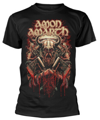 Amon Amarth T-Shirt Ufficiale - Fight Band Logo - Nuova, Taglia S, Colore Nero