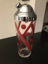 Vintage Dots & Striped 1950 Glass Cocktail Shaker