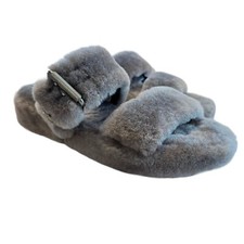 UGG Slides Sandals Fuzz Yeah 1104662 Gray Sheepskin Slipper Comfort Women's Sz 9