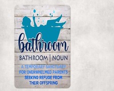 Funny Bathroom Definition Sign Metal Aluminum 8"x12" Toilet Bathtub Restroom