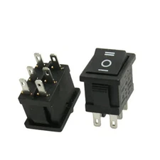 Black Rocker Switch ON-OFF-ON 6 Pin 21X15mm DPDT 6A/250VAC 10A/125VAC 2/5/10 Pc