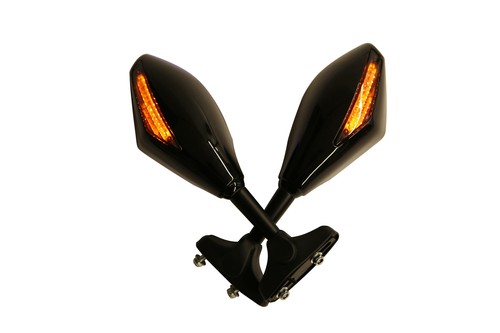 For Yamaha YZF R1 R6 FZ1 FZ6 600R R3 Motorcycle Black Mirror LED Turn Signal - Picture 9 of 12