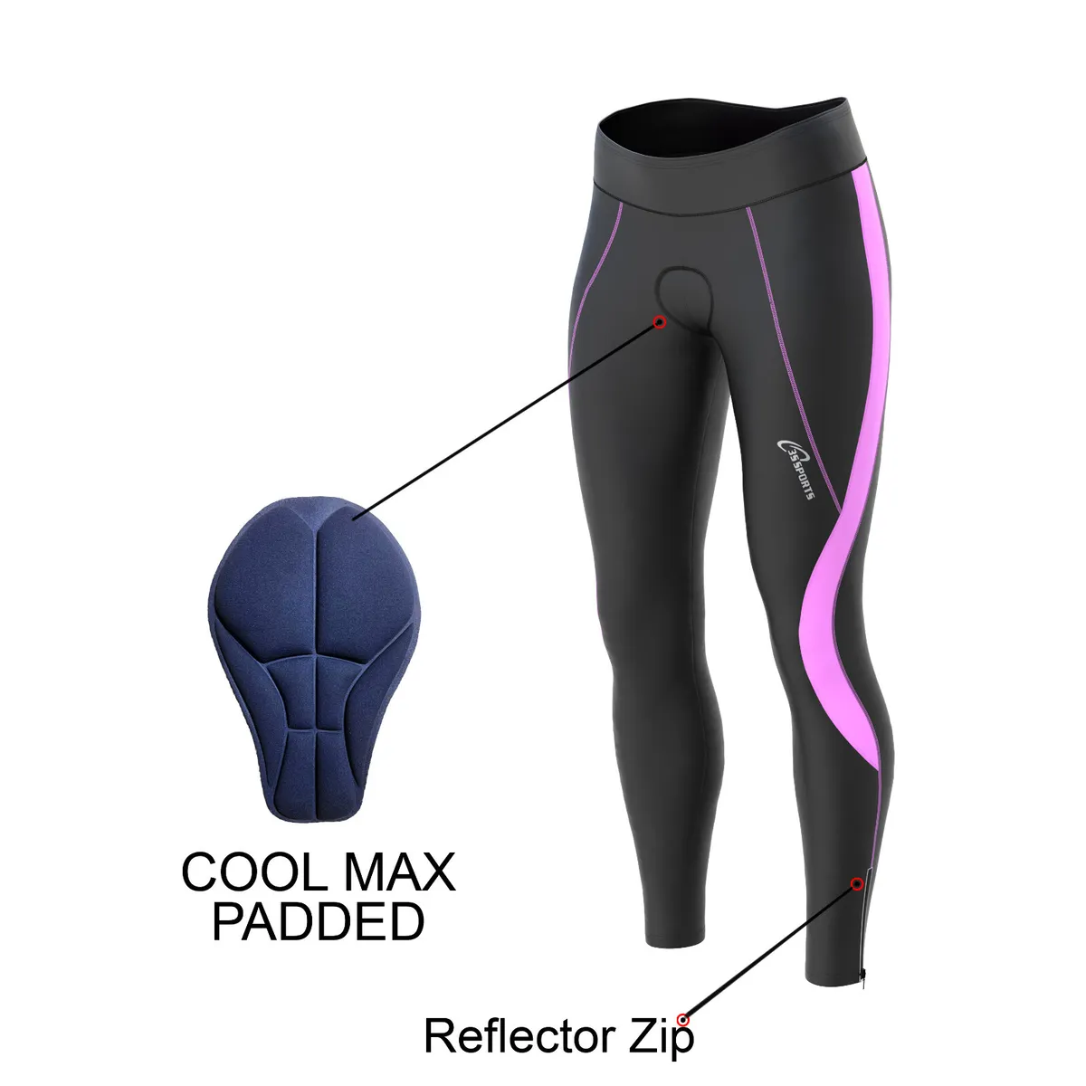 Ladies Compression Cycling Tights Padded Leggings Cycle Womens
