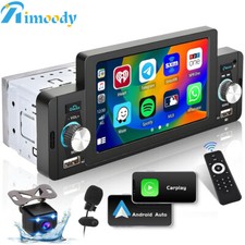 Single 1Din 5" Touch Car Stereo Radio For Apple/Android CarPlay BT FM USB Camera