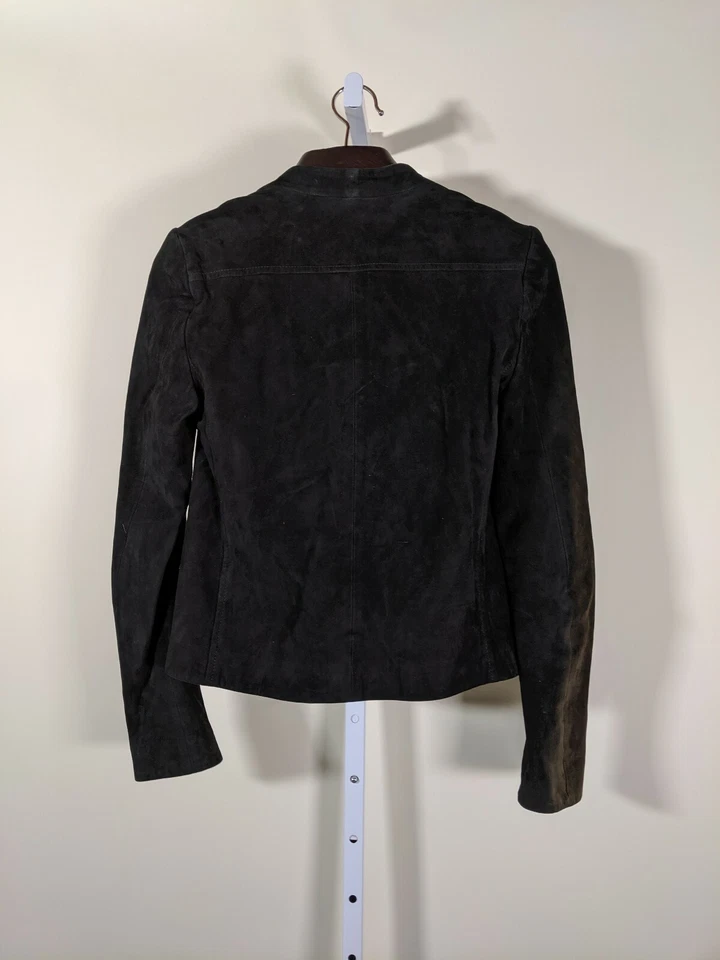 Balenciaga 2011 Nicolas Ghesquiere 黑色麂皮绒皮革翻领西装外套 40 — 第 2/4 张图片