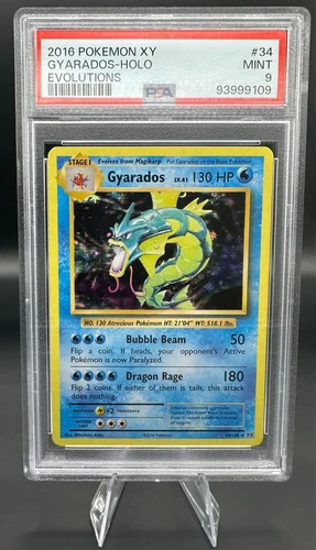 PSA 9 🌊 Gyarados #34 – Pokémon Evolutions Holo Rare! 💥