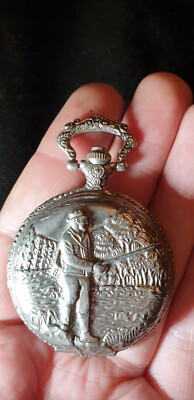 Vintage Japona Quartz Fisherman case pocket Watch