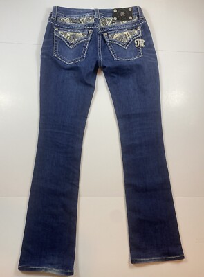 MISS ME JEANS Women s Size 27 Signature-Rise Boot Cut Flap pocket Embellished