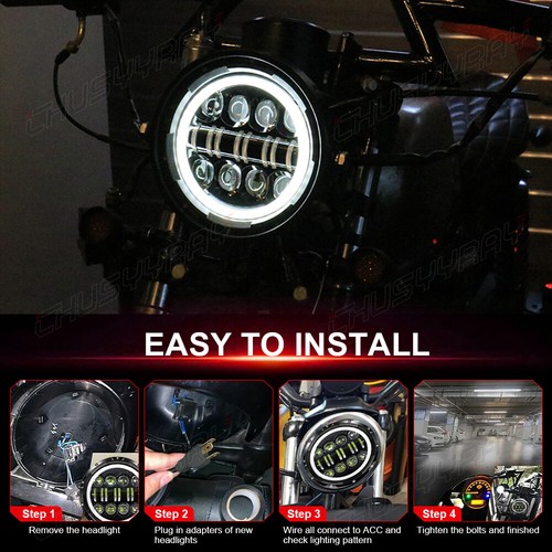 For Ford Fairlane 1955 1956 1957 2PC 100W 7inch Round LED Headlights HI/LO Bulbs - Picture 9 of 12