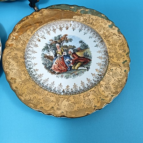 Warranted 22-carat HK CHINA Victorian Style Plates Courting Couples Decorative - Picture 6 of 9