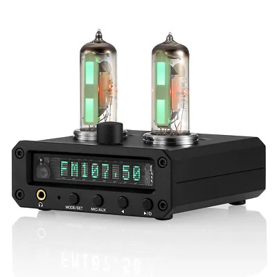 DOUK AUDIO Mini Tube Preamp Stereo Headphone Amp FM Radio Clock with Audio Spectrum Display