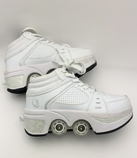 2-in-1 Roller Skate Sneakers, White, EUR 35, US 4.5, lightly used
