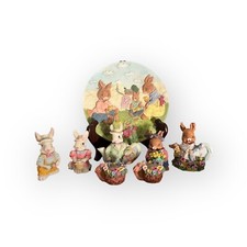 Vintage Tales of Bunny Hollow Easter Bunny 13 piece Miniature Tea Set 