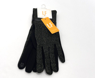 Love Of Fashion Touchscreen Gloves Women's Black Metallic Gold Button Detail