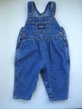 Vintage OshKosh B'gosh Denim Pink Label Girls Bib Vest Back Overalls 6-9 Months