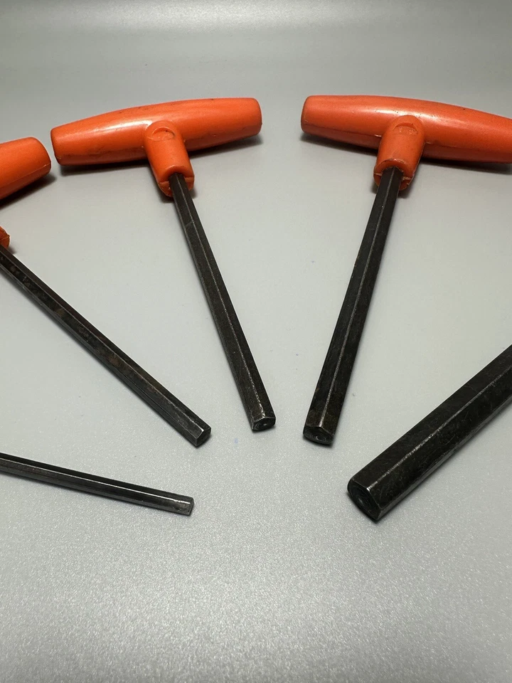 Red T-Handle Hex Allen Key Unbranded Set 5pc 9/64/1/4/7/32/5/16/3/8 - Image 2 of 4