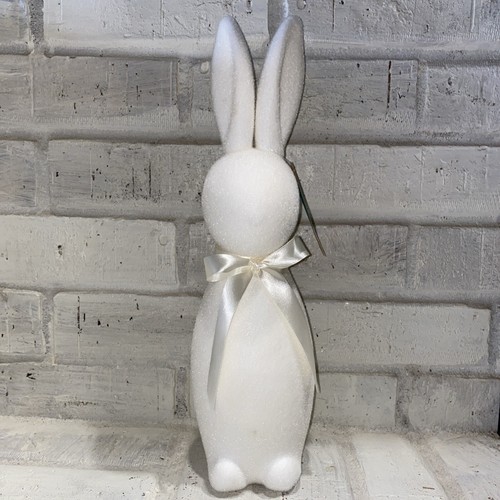 Way to Celebrate Cream Flocked Bunny Easter Decor 16" (NEW WITH TAG)