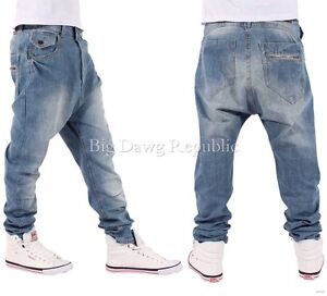 drop crotch tapered jeans