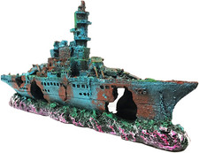 Aquarium Shipwreck Decorations Fish Tank Ornaments - Resin Material Sunken Ship