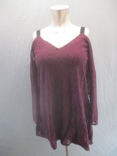 Xhilaration Size S Womens Bordo Lace Cotton Blend Off Shoulders Loose Dress 008