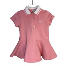 Fendi Kids 24 Months Logo Polo Dress Pink - Sporty Cotton Jersey