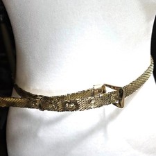 Vtg belt Gold-Tone Metal Mesh Adjustable Buckle Closure retro 80s club party