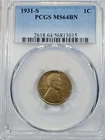 1931-S 1C Lincoln Wheat Cent PCGS MS64BN