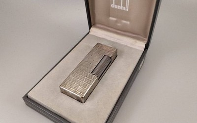 Dunhill Rollagas Feuerzeug Silber Eckig YK-35 Gebraucht mit Box