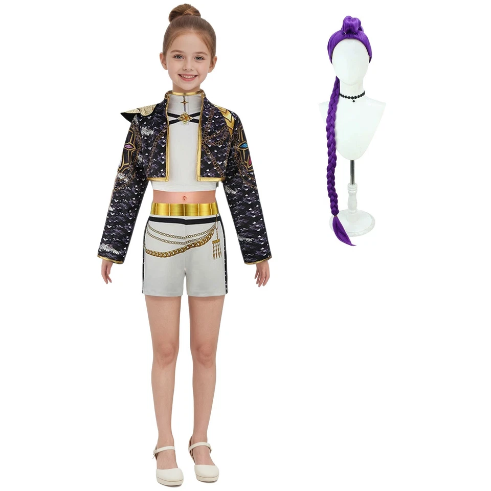 Girls Kpop K POP Demon Hunters Rumi Costume Cosplay Wig Halloween Birthday 4-12Y - image 2 of 4