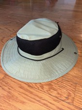 Vtg Dorfman Pacific Safari Hat Large Made in USA Khaki Green Adjustable Strap