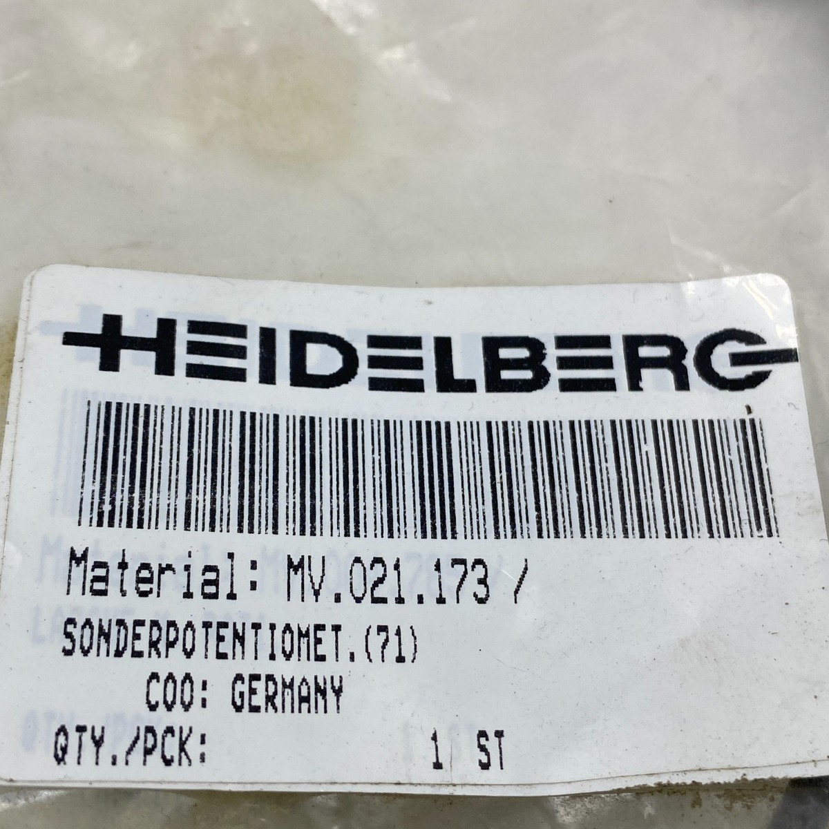HEIDELBERG MV.021.173 CPC INK FOUNTAIN SONDERPOTENTIOMET MV021173
