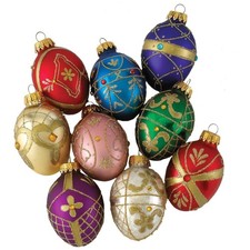 Vibrant Egg Ornaments, Glitter  Gems, Set of 9