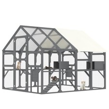 Large Catio Outdoor Cat Enclosure-Multi-Level w/7 Platforms,2 Houses,Bridge Ramp