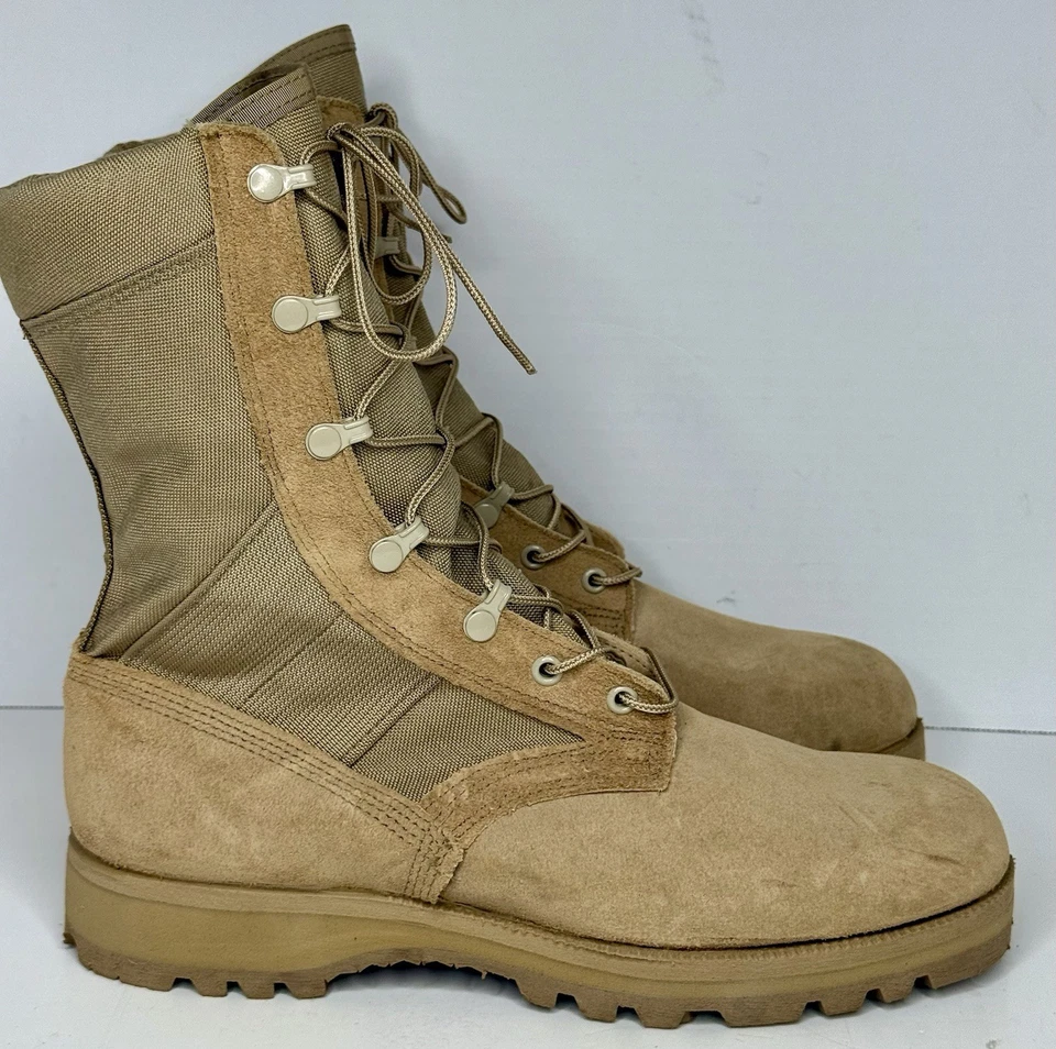 Botas de combate vintage Wellco RO-Search deserto camurça bronzeada militar masculina tamanho 10R - Imagem 3 de 4