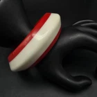 Vintage Red White Striped Bangle Bracelet Plastic Costume Jewelry