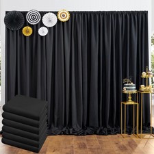 30 ft x 10 ft Thick Black Backdrop Curtain for Parties, 6 Panels Black Polyes...