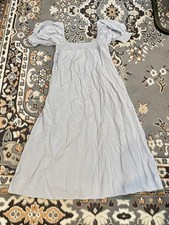 Kirundo Blue Midi Peasant Dress Smocked with Pockets Medium