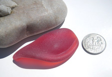 Sea Glass, Beautiful Shaped Thick Red with an Orange Edge
