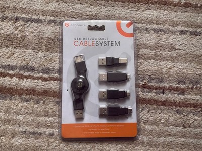 USB retractable Cable Kit  USB A to ( Micro USB, Mini-B, USB-B,USB Micro 8 pin)
