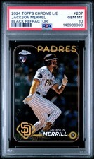 2024 TOPPS CHROME LOGOFRACTOR ED BLACK REFRACTOR JACKSON MERRILL 9/10 PSA 10