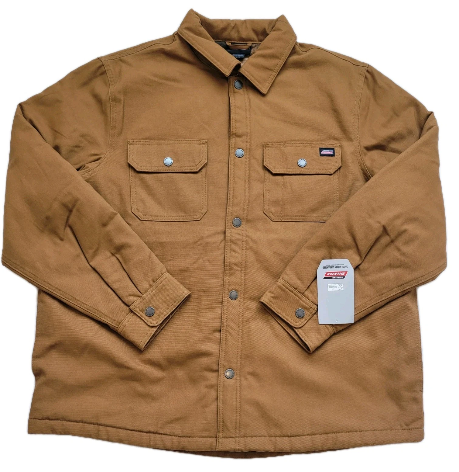 Dickies Flannel Lined Duck Canvas Work Jacket Men’s MEDIUM Shacket Brown