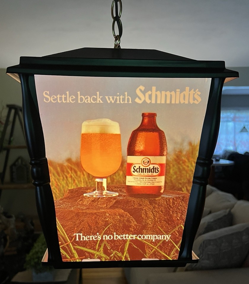Rare 1970's VTG SCHMIDT BEER 4 Sided Rotating MOTION Bar Light Sign See ...