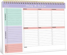 Weekly To Do List Notepad, Undated Weekly Planner Pad, 8.5" x 11"